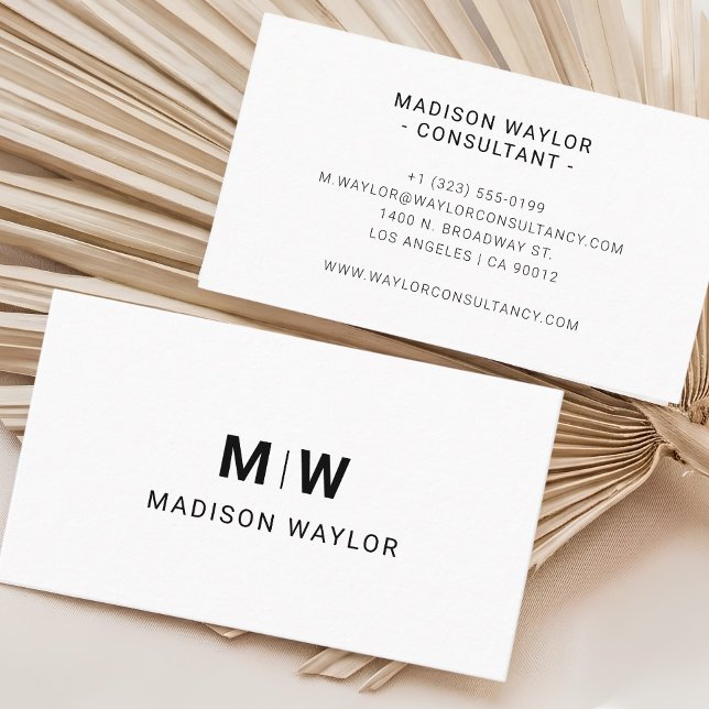 Moderne professionelle einfache Monogramm-Minimali Visitenkarte (Modern Professional Simple Monogram Minimalist Business Card)