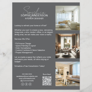 Moderne professionelle graue Geschäftsschrift Flyer