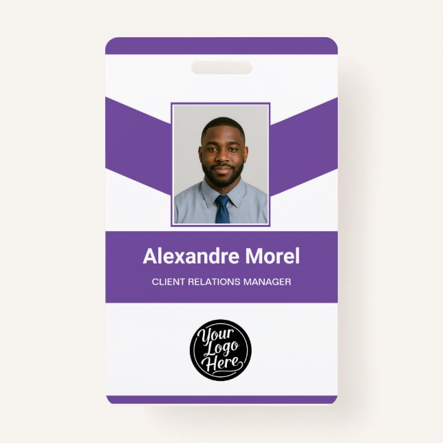 Moderne professionelle ID-Karte mit violettem Zick Ausweis (Vorderseite)