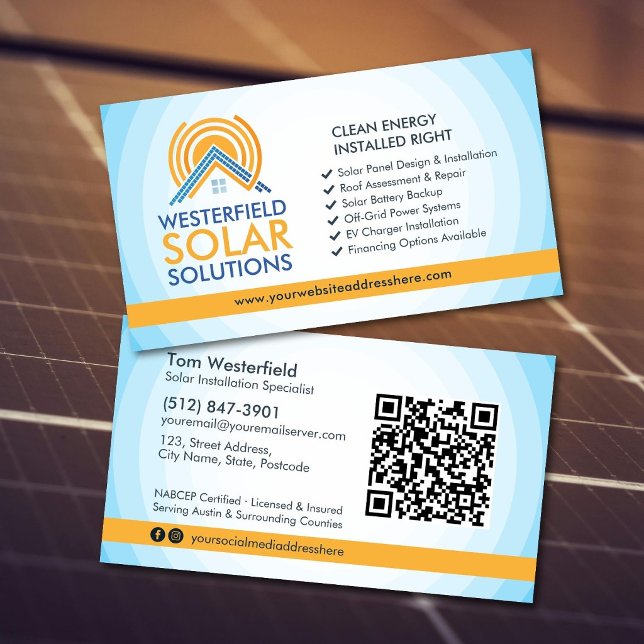 Moderne professionelle Installation von Solarmodul Visitenkarte (Von Creator hochgeladen)