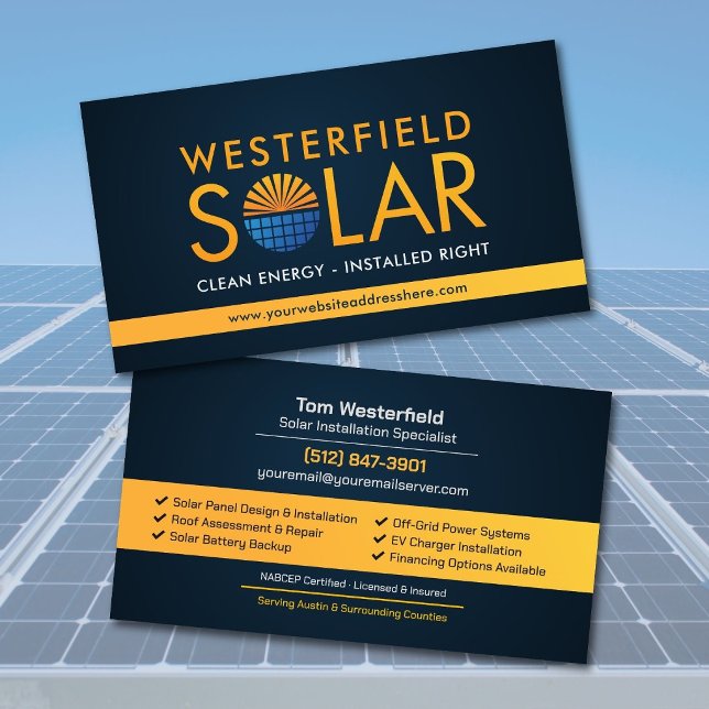 Moderne professionelle Installation von Solarmodul Visitenkarte (Von Creator hochgeladen)