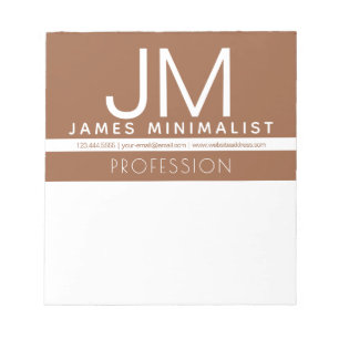 Moderne professionelle Minimaldesign Braun und W Notizblock