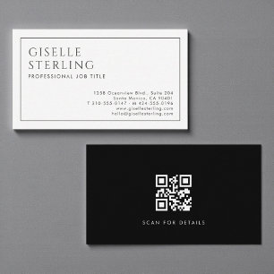 Moderne professionelle QR-Code-Minimalist Schwarzw Visitenkarte