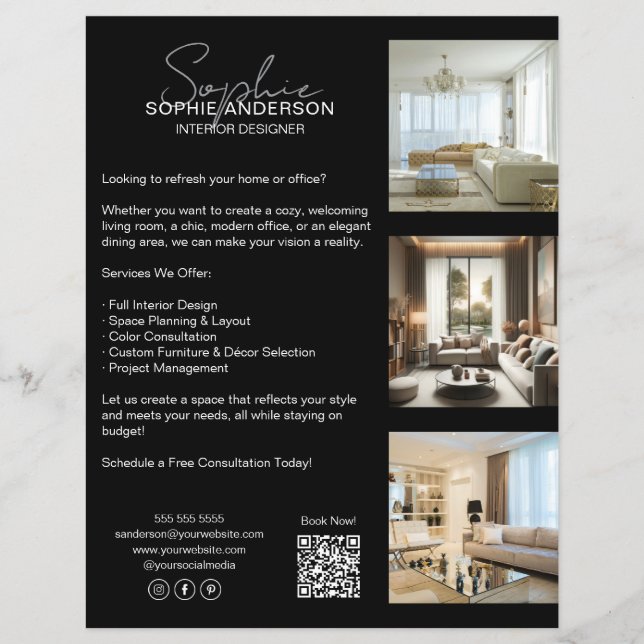 Moderne professionelle schwarze Geschäftswelt Flyer (Vorne)
