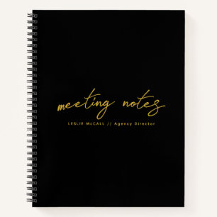 Moderne professionelle schwarze goldene Besprechun Notizbuch