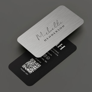 Moderne professionelle Silber-Schwarz-Metallic Visitenkarte