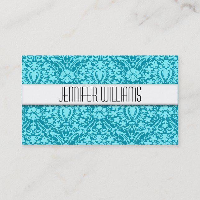 Moderne professionnel Aqua Damask Cartes de visite (Devant)