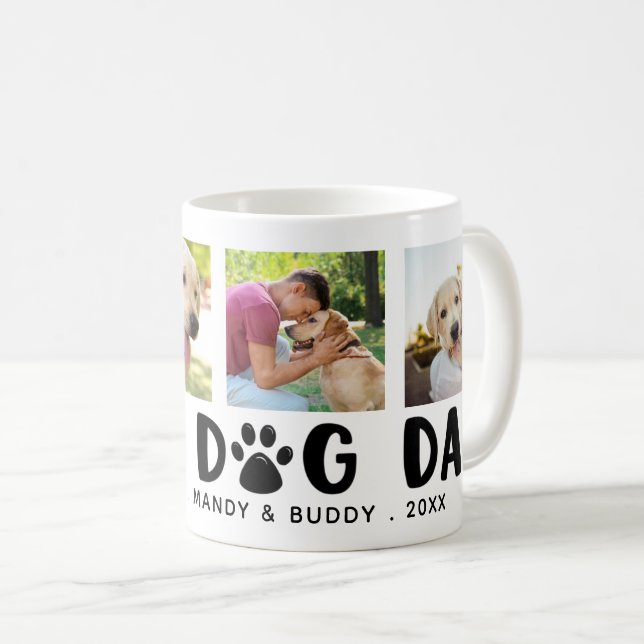 Moderne PROUD DOG VATER PW Print FotoCollage Kaffeetasse (VorderseiteRechts)