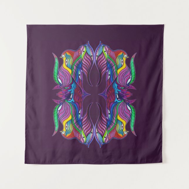 Moderne psychedelische Mandala Wandteppich (Vorderseite)
