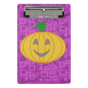 Moderne Pumpkin auf der Lila geometrischen Mini-Zw Mini Klemmbrett