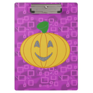 Moderne Pumpkin auf der Lila geometrischen Zwische Klemmbrett