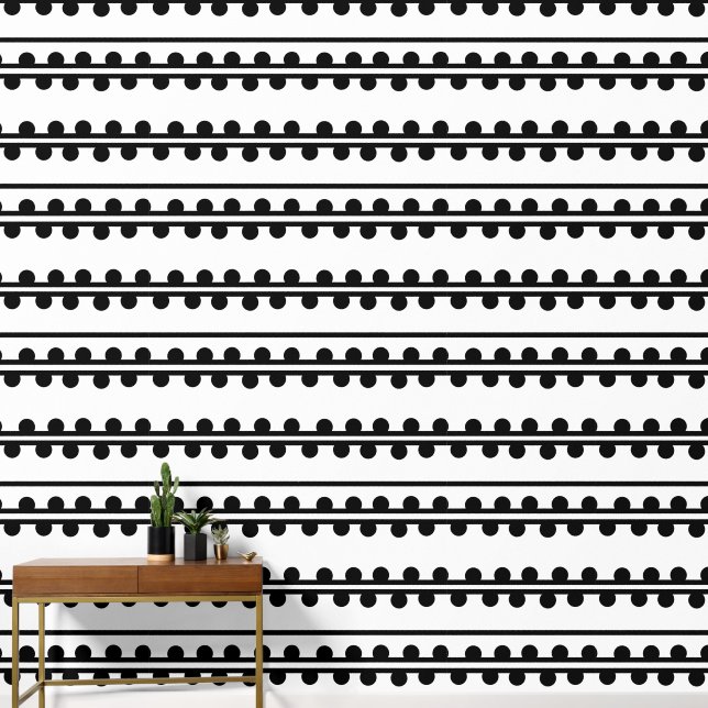 Moderne Punkte Minimalistischer Schwarz-weiß-Line- Tapete (Korridor)