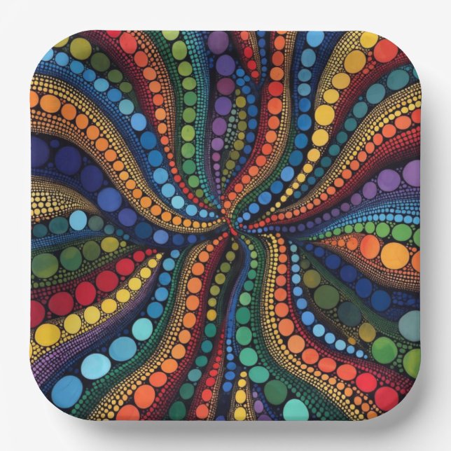 Moderne Punktkunst-Kollektion Pappteller (Vorderseite)