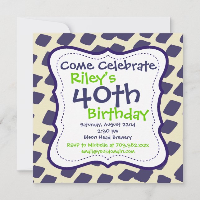 Moderne purple Lime 40e anniversaire Invitations d (Devant)