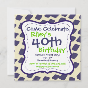 Moderne purple Lime 40e anniversaire Invitations d