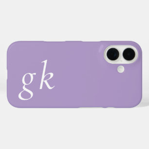 Moderne purpurweiße Monogramm-Name iPhone 16 Hülle
