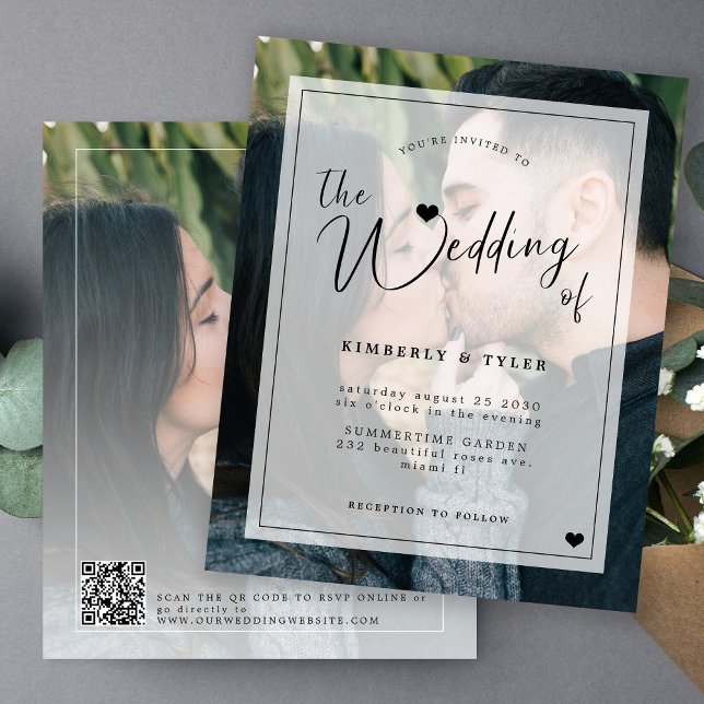 Moderne QR CODE 2 Foto Hochzeitseinladung (Von Creator hochgeladen)