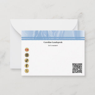 Moderne QR-Code Blaue Seidenperlen Social Media Mitteilungskarte