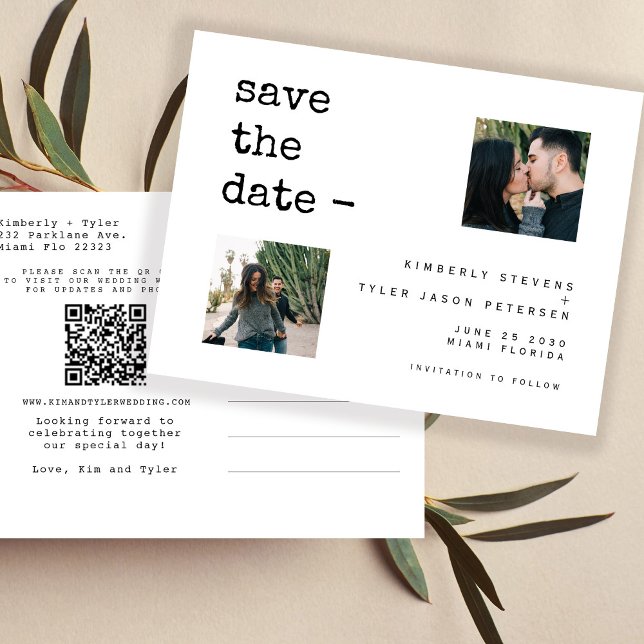 Moderne QR CODE Foto Hochzeit speichern das Datum Ankündigungspostkarte (Von Creator hochgeladen)