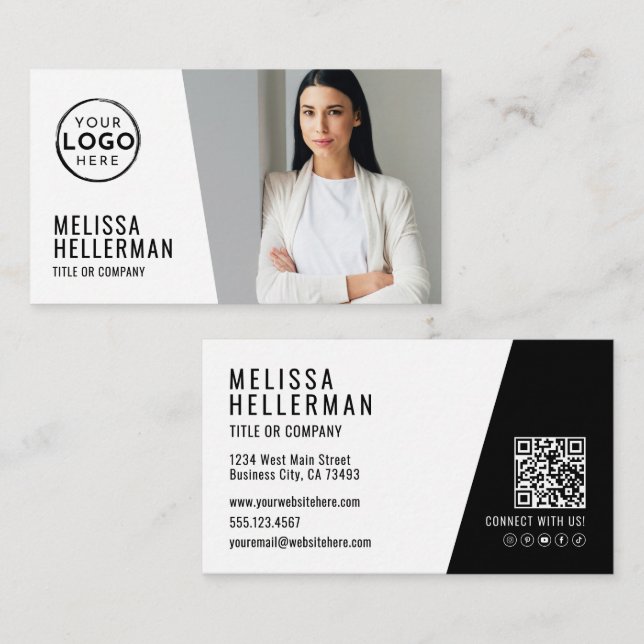 Moderne QR-Code-Foto-Logo Visitenkarte (Vorne/Hinten)