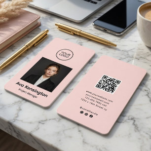 Moderne QR-Code-Fotografie Pink Personalisiertes L Visitenkarte