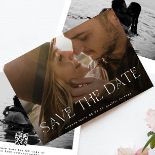 Moderne QR CODE-Hochzeit mit zwei Fotos Save The Date