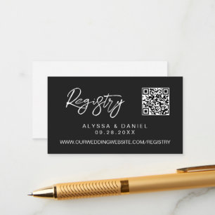 Moderne QR-Code-Hochzeit Schwarz-Weiß-Registry Begleitkarte