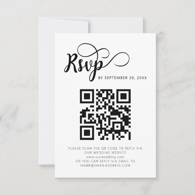 Moderne QR-Code-Hochzeitkarten für RSVP Karte (Vorderseite)