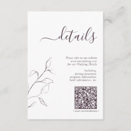 Moderne QR Code Plum Lila Hochzeitdetails Begleitkarte