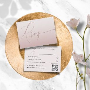 Moderne QR-Code-Roségold-Einfache-RSVP-Hochzeit RSVP Karte