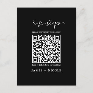 Moderne QR Code Scannable Wedding R.S.V.P. Antwort Postkarte
