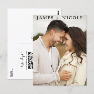 Moderne QR-Code scannbare Hochzeits-R.S.V.P.-Antwo Postkarte