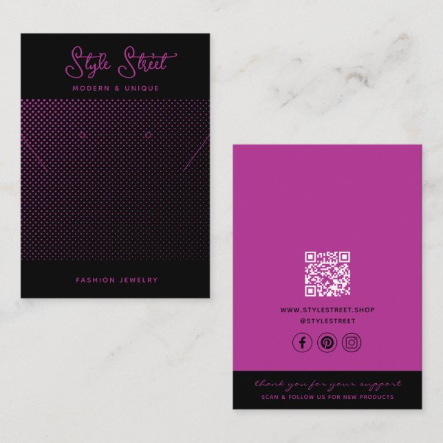 Moderne QR Code Schmuckkarten für Unternehmen Telefonnummerkarte (Vorne/Hinten)