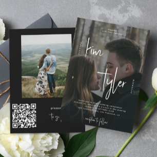 Moderne QR CODE-Schrift Namen 2 Fotos Hochzeit Einladung