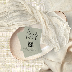 Moderne QR Code Script Hochzeitsnadel RSVP Karte