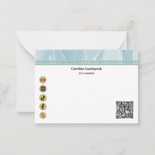 Moderne QR-Code Teal-Seidenperlen Social Media Mitteilungskarte