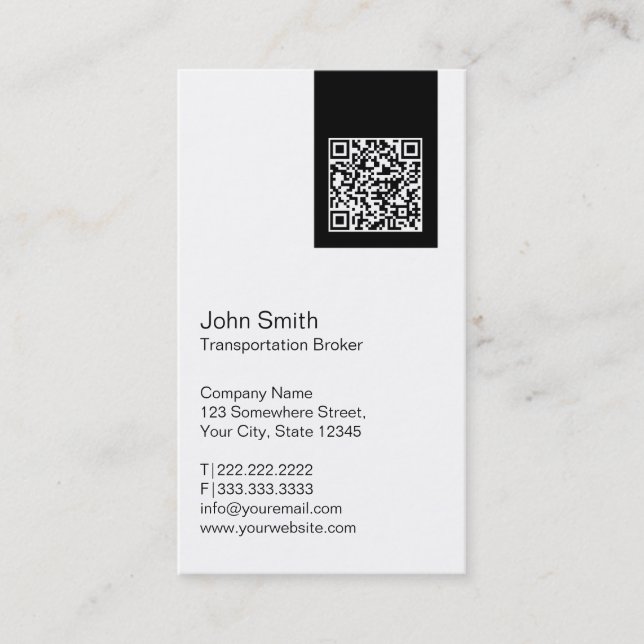 Moderne QR Code Transport-Vermittler-Visitenkarte Visitenkarte (Vorderseite)