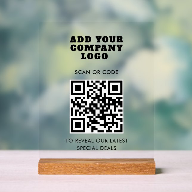 Moderne QR-Code und Geschäftslogo Minimalistisch Acrylschild (Neutral)
