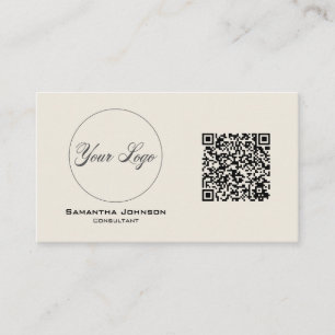 Moderne QR-Code-Visitenkarte für Schwarz und Creme Visitenkarte