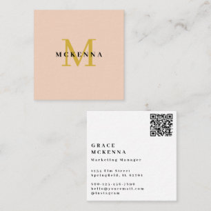 Moderne QR-Code-Visitenkarte in Gold und Pink Quadratische Visitenkarte