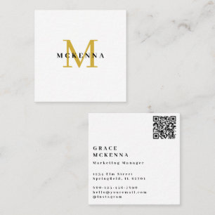 Moderne QR-Code-Visitenkarte in Weiß und Gold Quadratische Visitenkarte