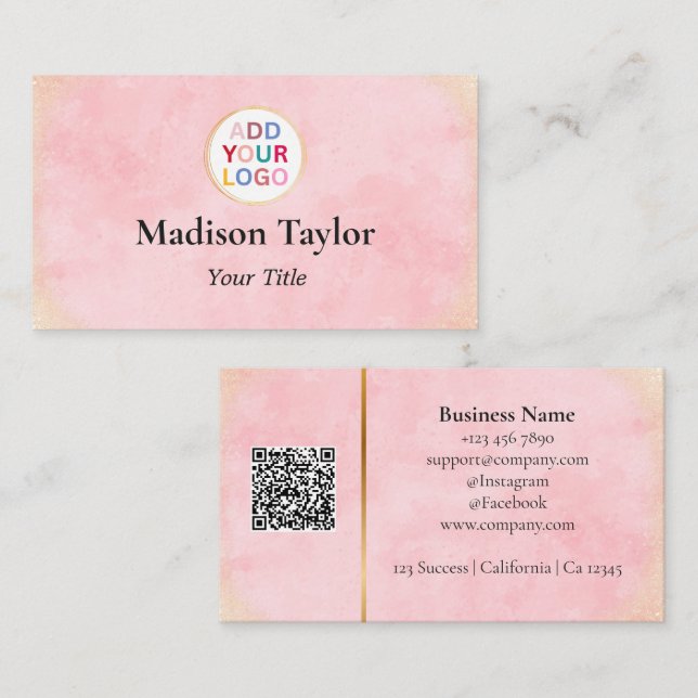 Moderne QR-Code-Visitenkarte mit Logo - Benutzerde Visitenkarte (Vorne/Hinten)
