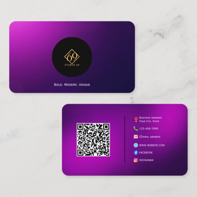 Moderne QR-Code-Visitenkarte mit Logo Visitenkarte (Vorne/Hinten)