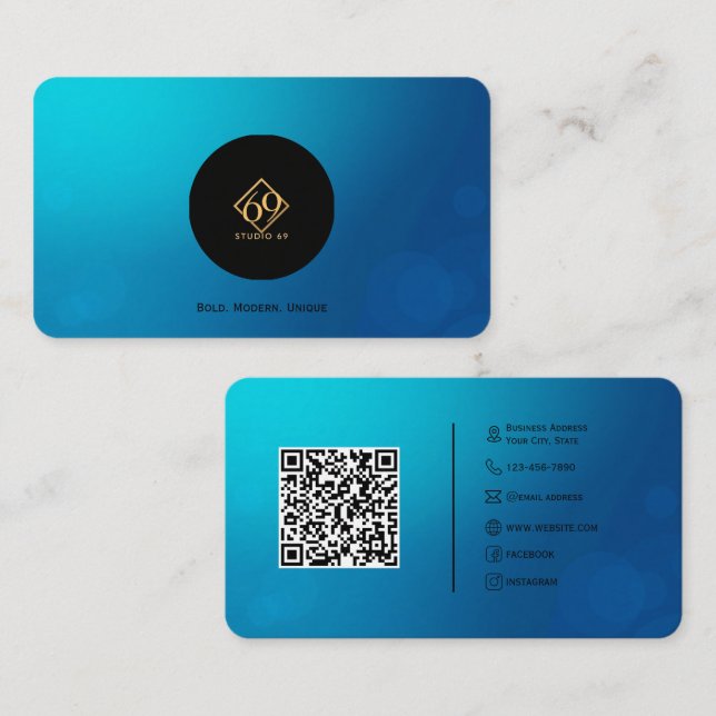 Moderne QR-Code-Visitenkarte mit Logo Visitenkarte (Vorne/Hinten)