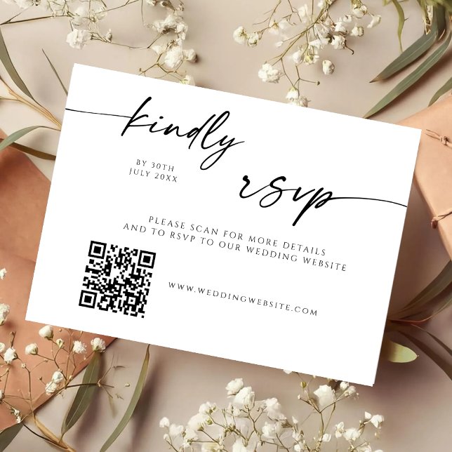 Moderne QR-Code-Website-RSVP-Karte Save The Date (Von Creator hochgeladen)
