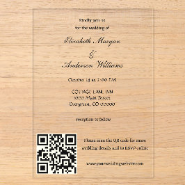 Moderne QR-Hochzeit Acryleinladungen