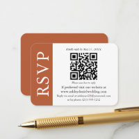 Moderne QR Wedding RSVP Terracotta und White