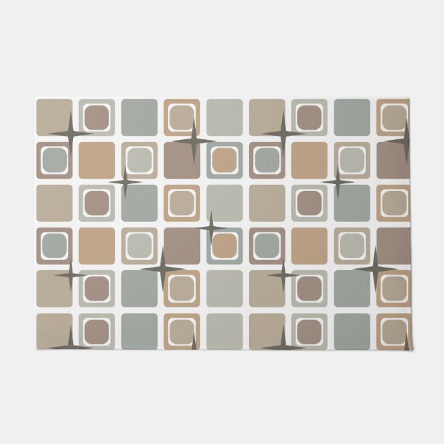 Moderne Quadrate - Erdtöne des Mitteljahrhunderts Fußmatte (Vorderseite)