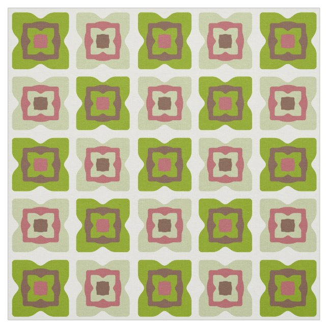Moderne Quadrate Muster Grün Mitte des Jahrhundert Stoff (Muster)