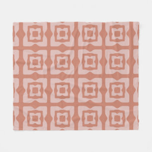 Moderne Quadrate Muster Orange Fleecedecke